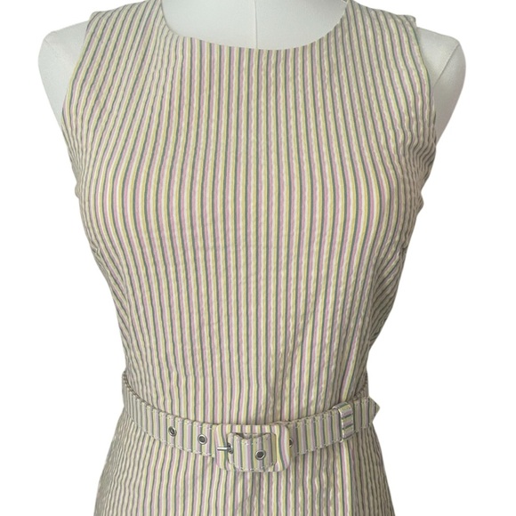 J. Crew Multicolor Striped Belted Dress Sz 0P - Picture 3 of 11